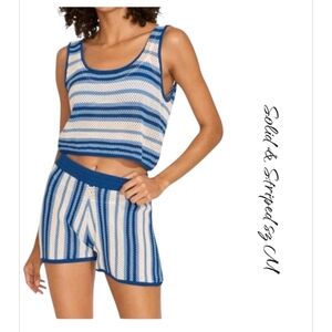 Solid & Striped The Charlie Knit Tank & Shorts Set Blue Large NWT